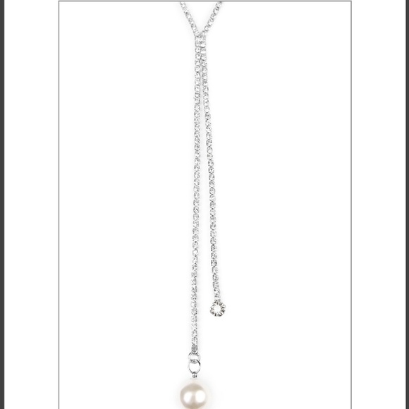 Silver Dual Chain Lariat Necklace - Picture 3 of 7